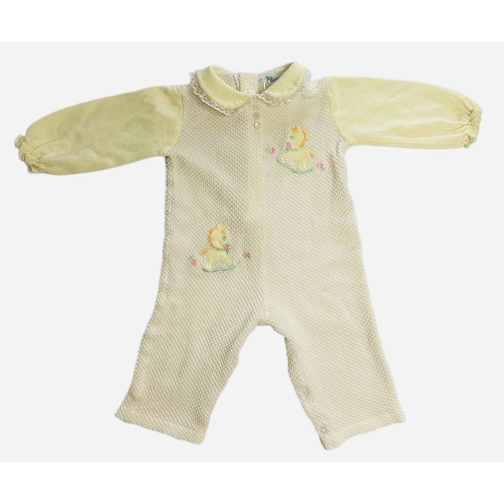 Tiny Tot’s original’s, EmbroideredRocking Horse One piece Baby Romper.,
